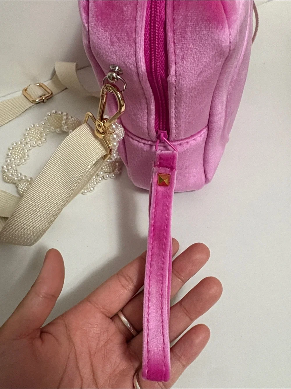 Valentino Large Velvet Pouch with straps